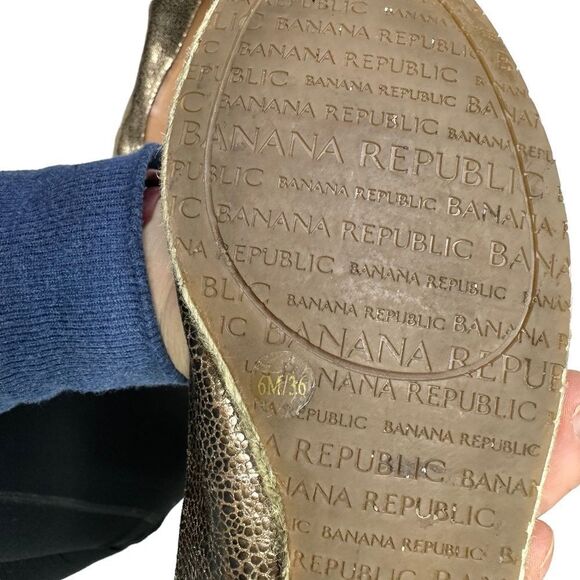 Banana Republic gold ballet flat 6 rope shimmer metallikc - Picture 2 of 8